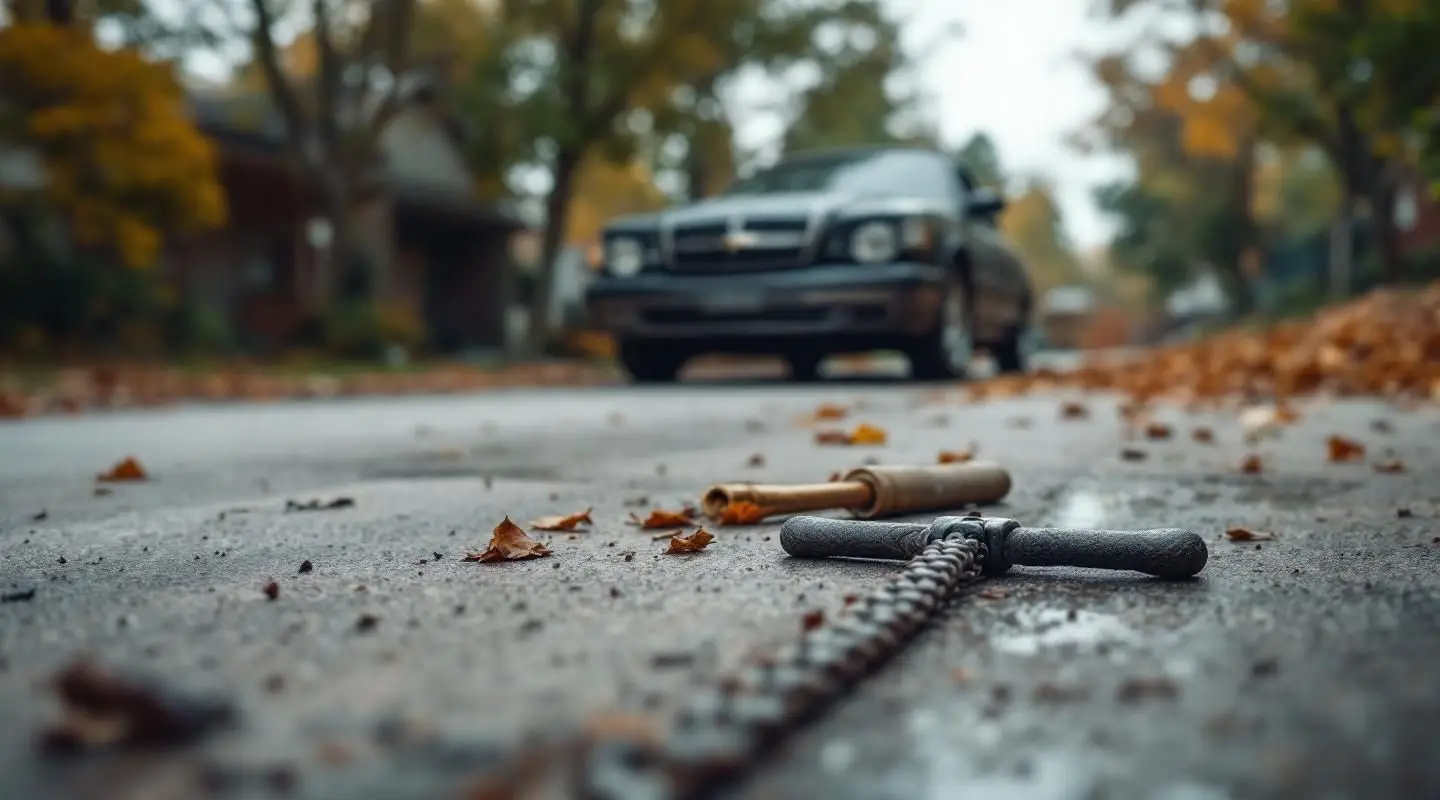 A flatbed tow truck loading an old, damaged scrap sedan on a wet Vancouver street under moody overcast skies.